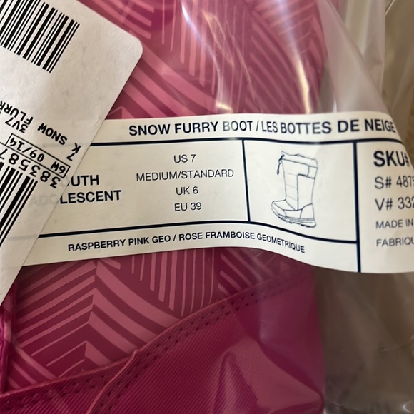 NIB Lands' End Snow Flurry Winter Boots RAPBERRY PINK GEO - Picture 6 of 6